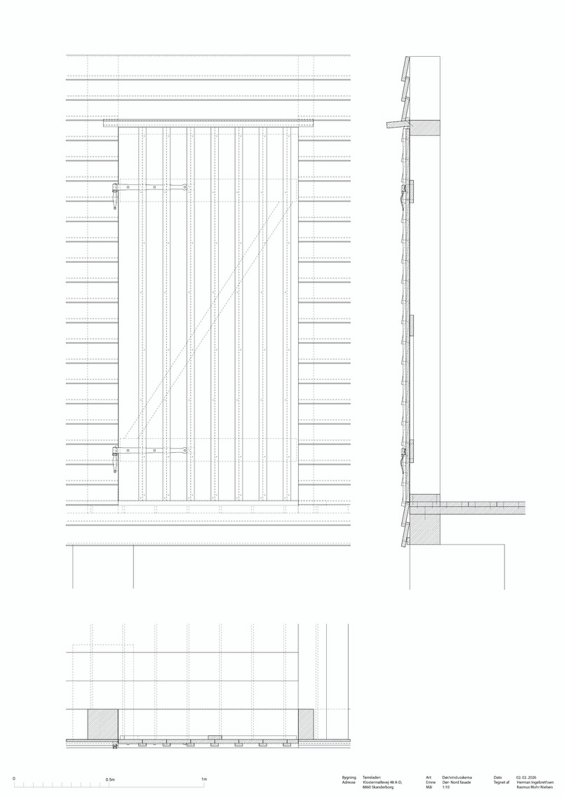 Detalje af eksisterende forhold- Dør nord facade 1:10