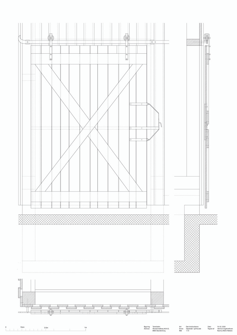Detalje af eksisterende forhold- Dør syd facade 1:10