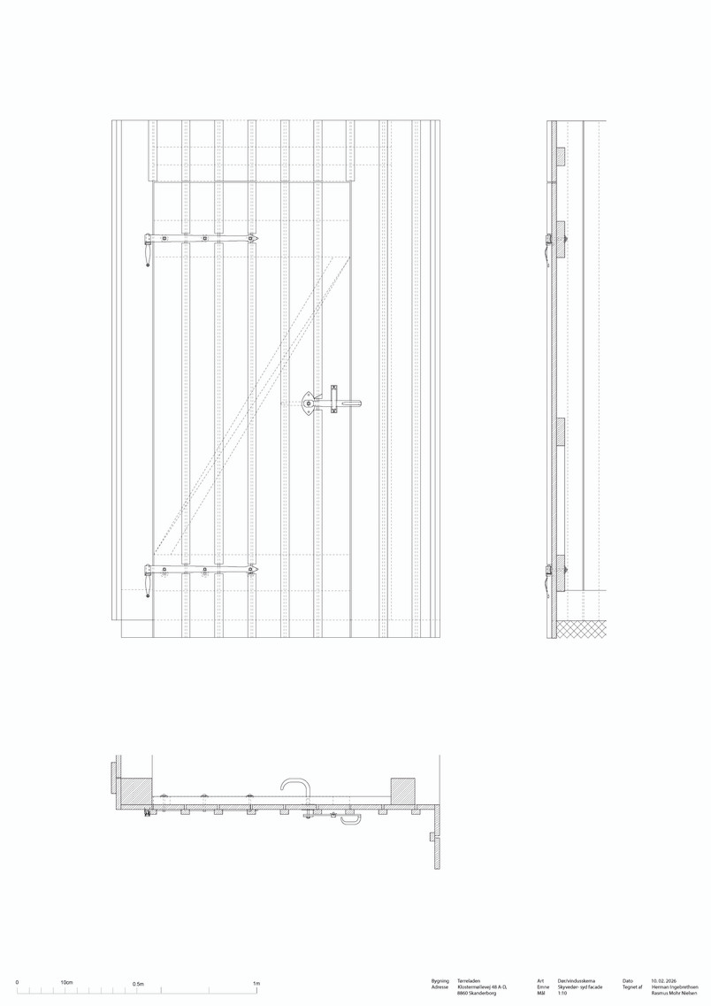 Detalje af eksisterende forhold- Dør syd facade 1:10