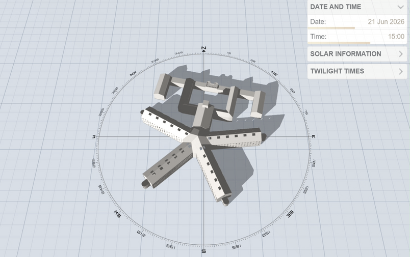 Simulated Shadow Movement (21 Jun, 15:00)