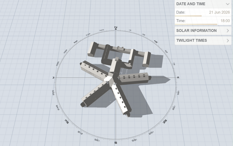 Simulated Shadow Movement (21 Jun, 18:00)