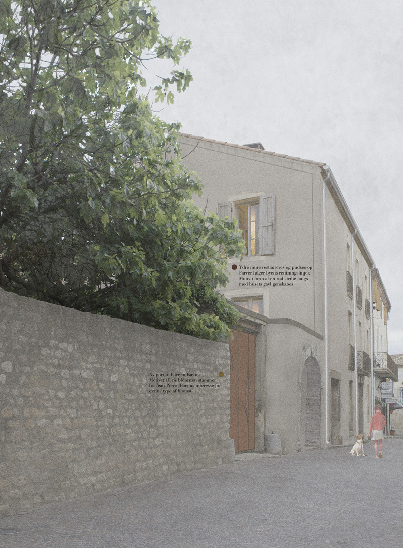 Visualisering af murens og facadens sydside