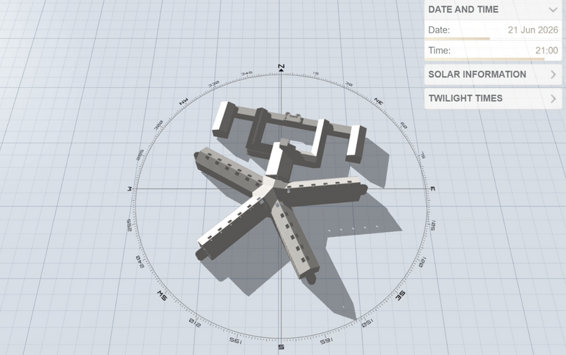Simulated Shadow Movement (21 Jun, 21:00)