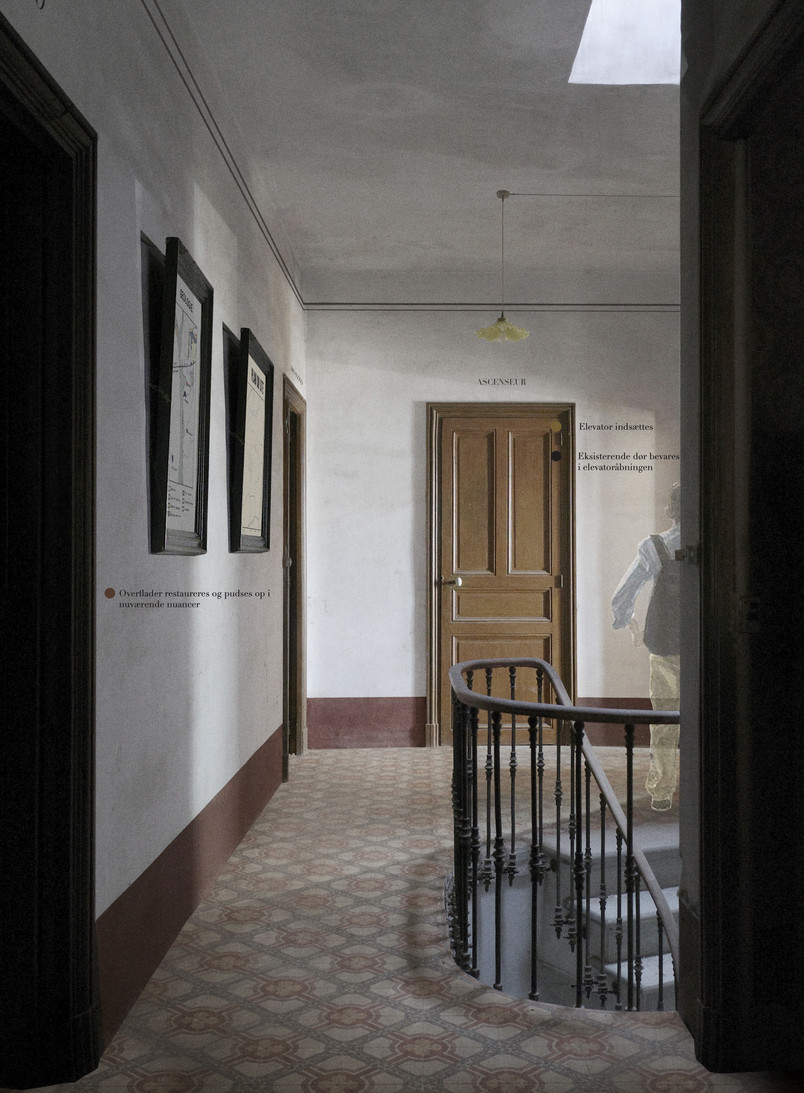 Restaurering af væger og loft på 2. sal, Visualisering
