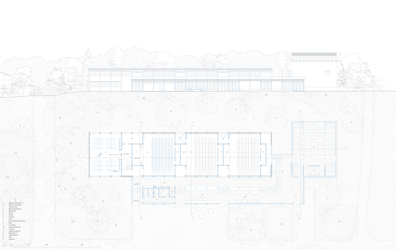 Studiehus: Opstalt V 1:100 / Plan 1:100.