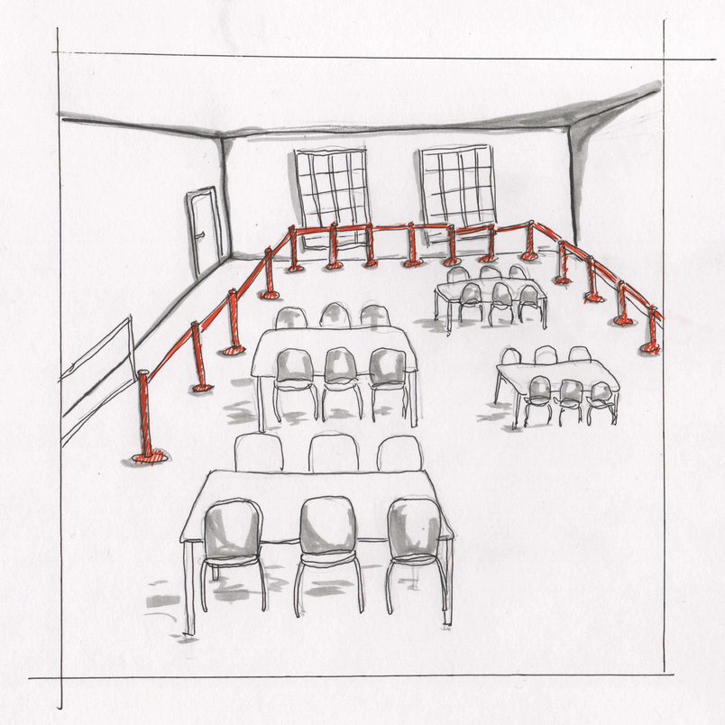 Situation 7: Empty canteen at lunch time. (Reception Centre Sandholm)