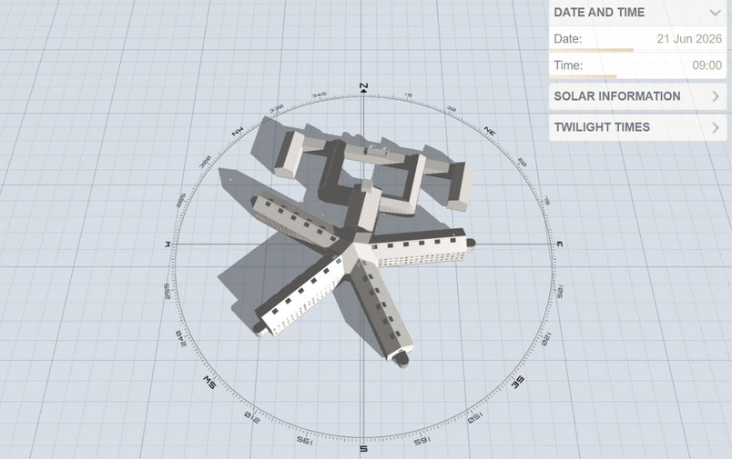 Simulated Shadow Movement (21 Jun, 09:00)