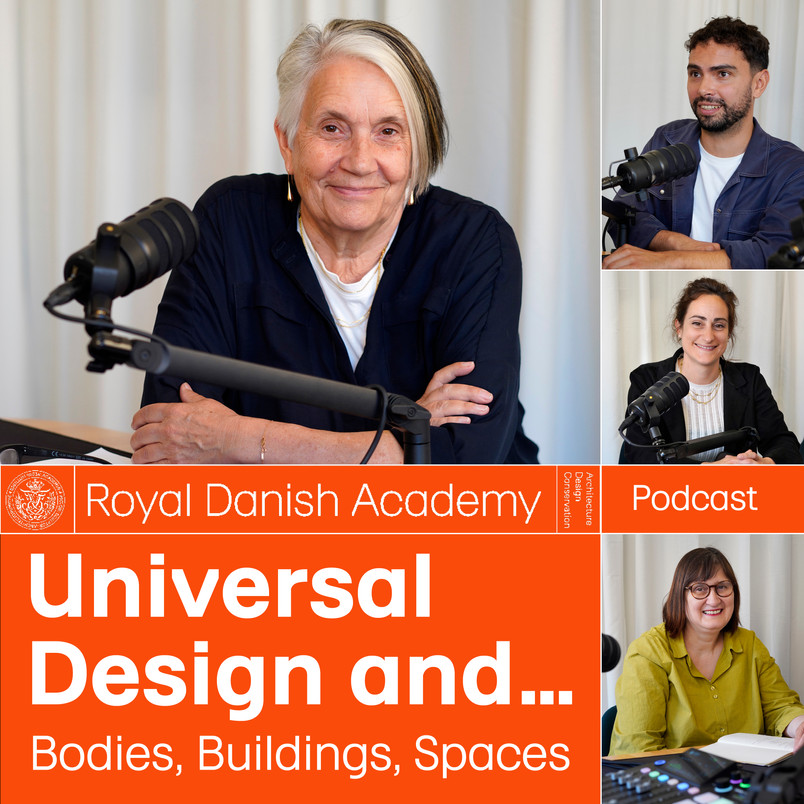 The picture shows the participants of the Podcast's Episode 2: Universal Design and… making better buildings and places. Jos Boys, who hosts the Podcast, Olga Popovic Larsen (architect and educator, Royal Danish Academy) Roberta Cassi (architect and researcher, Royal Danish Academy) Adam Linden Neilsen (research and teaching assistant, Royal Danish Academy)