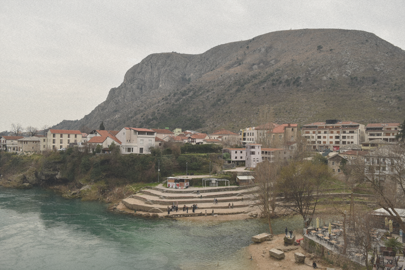View to large mountain with buildings and the project blending in there