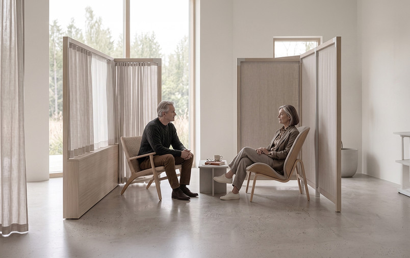 Loose apparatus | A flexible setup of chairs, anchors, and soft enclosure that can be adjusted during the exchange.