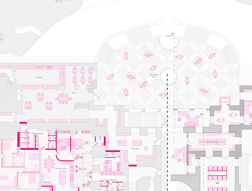 Plan over Cafe and Mini market