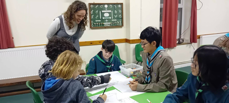 Image of Hannah Back and young people in Holyhead