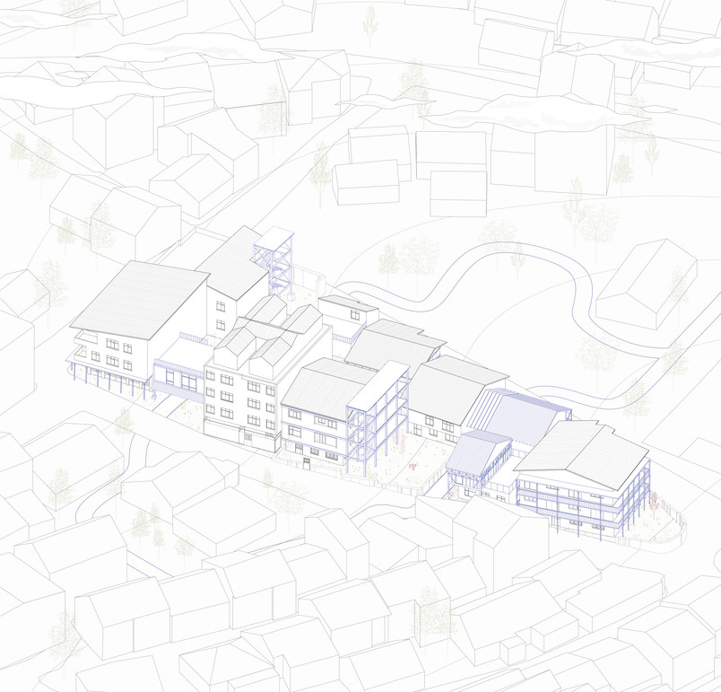 Axonometric drawing of cluster