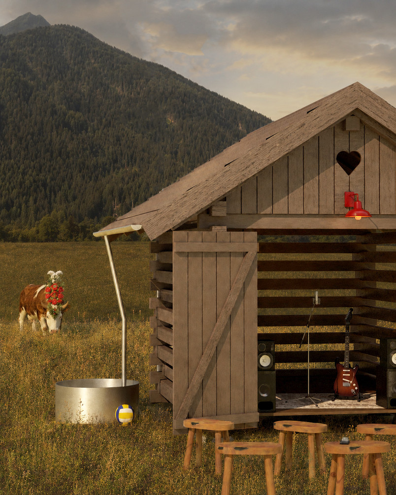 visualisation hay hut