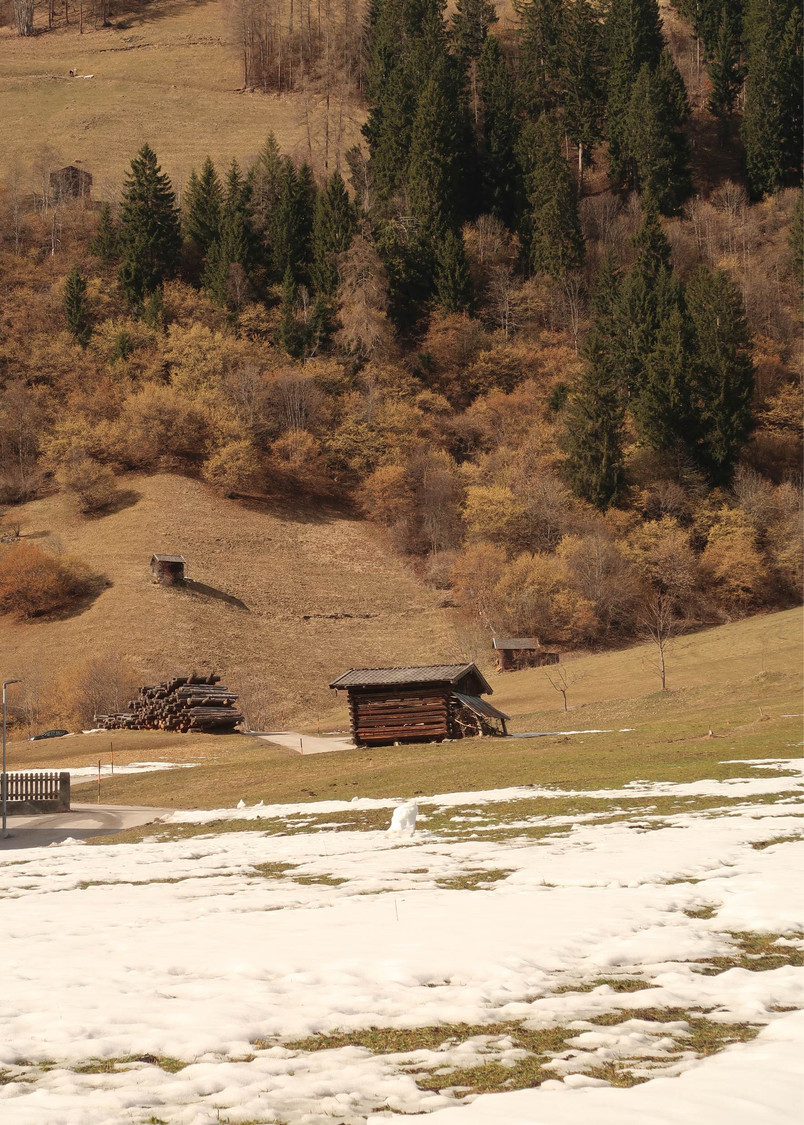 the mountain and hay huts