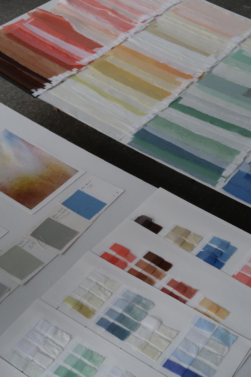 Colour studies, hand-painted.