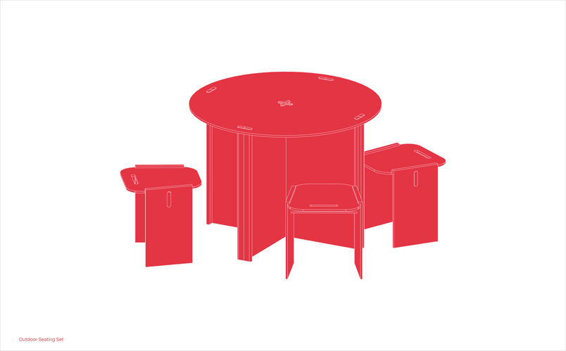 Illustration of a custom Outdoor Seating Set