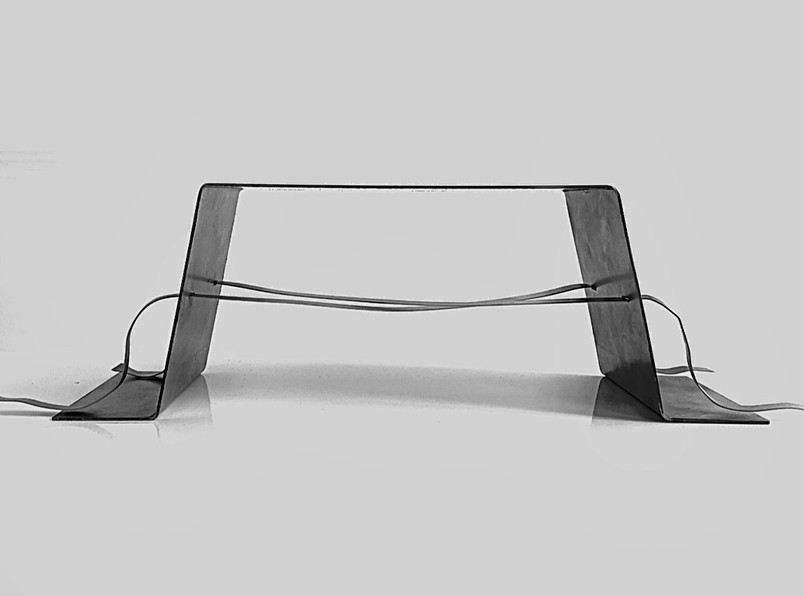STUDY FOR A BENCH . ORIGINATING FROM THE PORTIKUS MOTIF  .  SITE-SPECIFIC SPATIAL CONCEPT . THORVALDSENS MUSEUM . BY JOSEFINE HELL 
