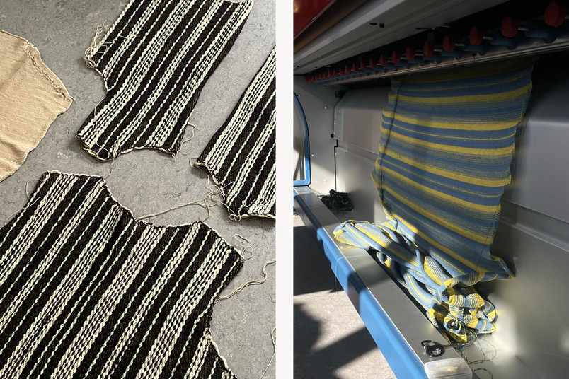 Fully fashioned knit pieces, production on industrial knitting machine