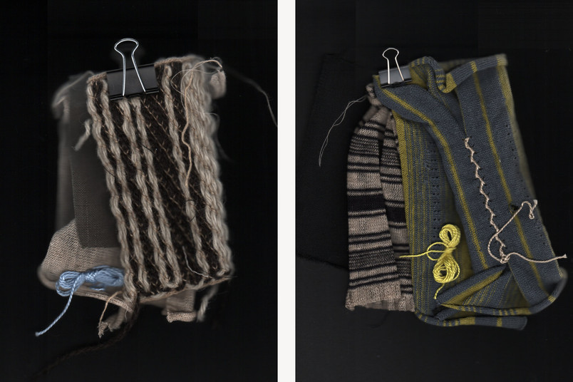 Knitted and woven textile samples