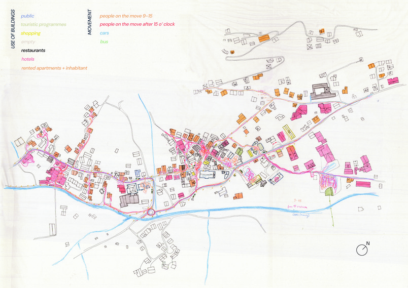 Handdrawn map of the village