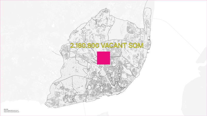 Map of Lisbon with vacant square meters