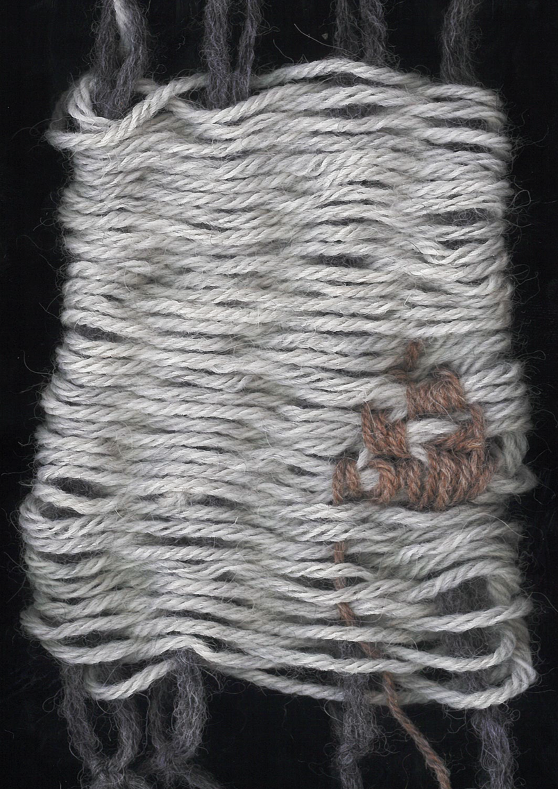 Woven analytical sample for Case B. The visible repair represents a care-oriented intervention, while the loose and unresolved surrounding structure reflects constrained capacity for sustained end-of-life responsibility — care entangled with commercial logics and shifting priorities.
