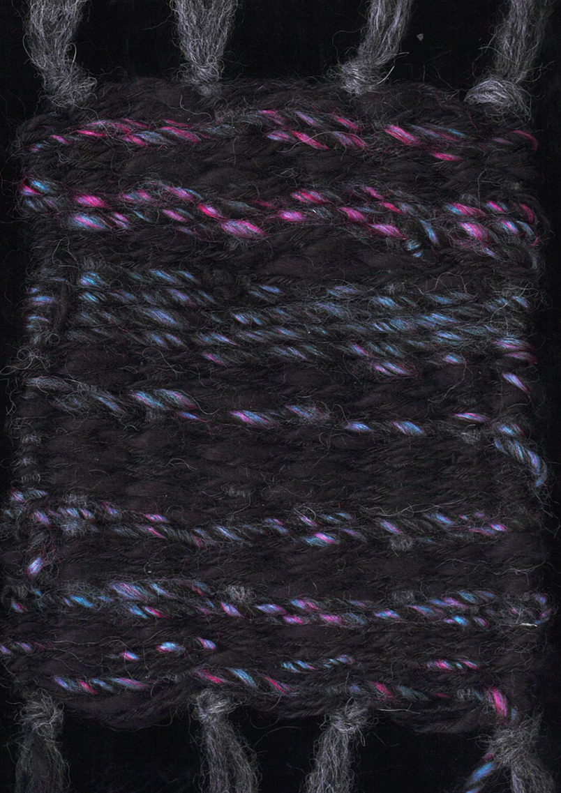 Woven analytical sample developed from Case A's discussion of recycled-content requirements for wool. Variations in density, fibre texture, and weave irregularity represent the tension between measurable compliance targets and situated material concerns around durability, fibre quality, and recyclability.