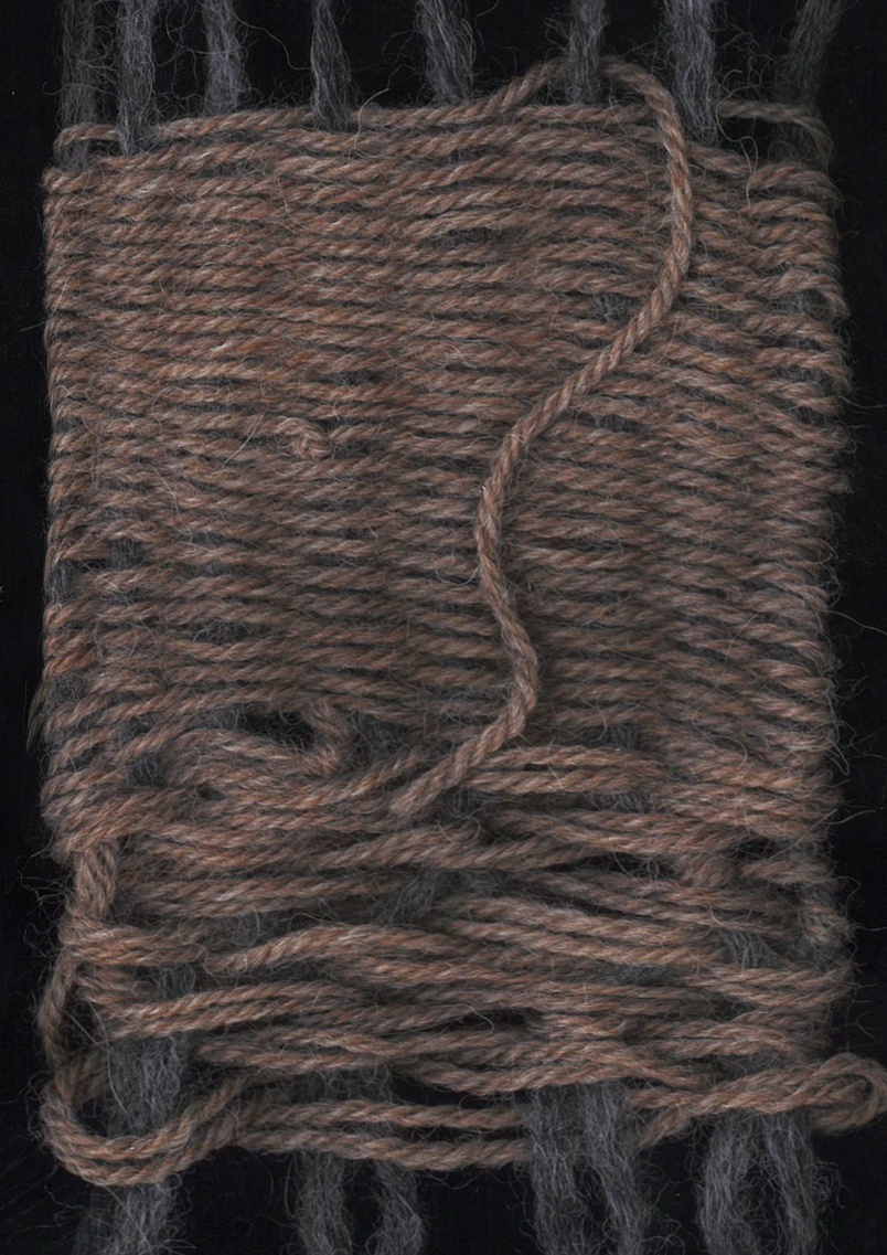 Woven analytical sample illustrating Case C’s abandonment of care-oriented experimentation under organisational pressure. The trace of a more complex weave structure remains visible before the pattern simplifies into a repetitive default — marking an attempt that was begun but not sustained.