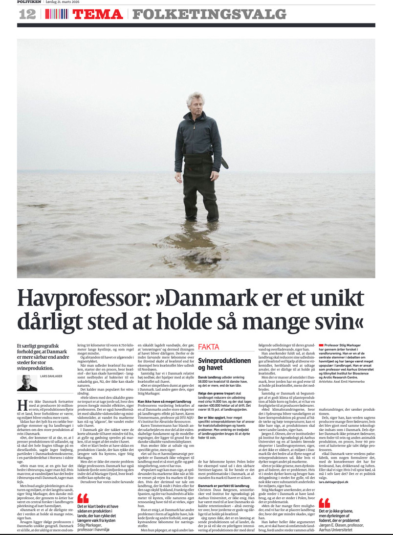 Article by Stiig Markager in Politiken