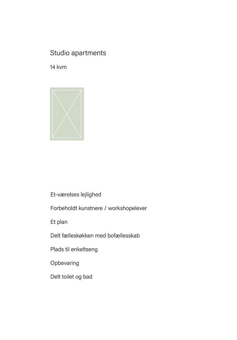 Diagram, Udformning af studio apartments