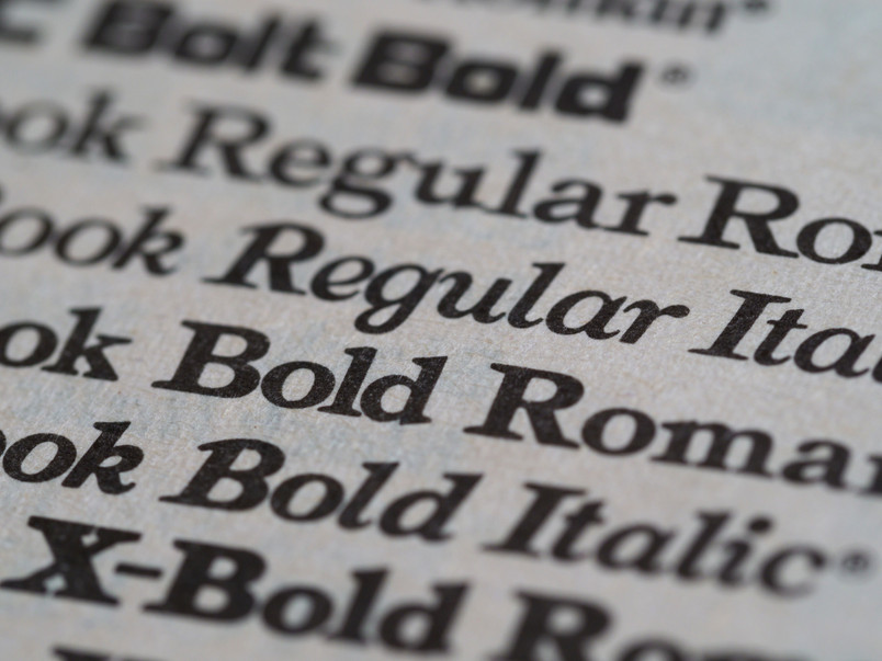 Different fonts on paper.