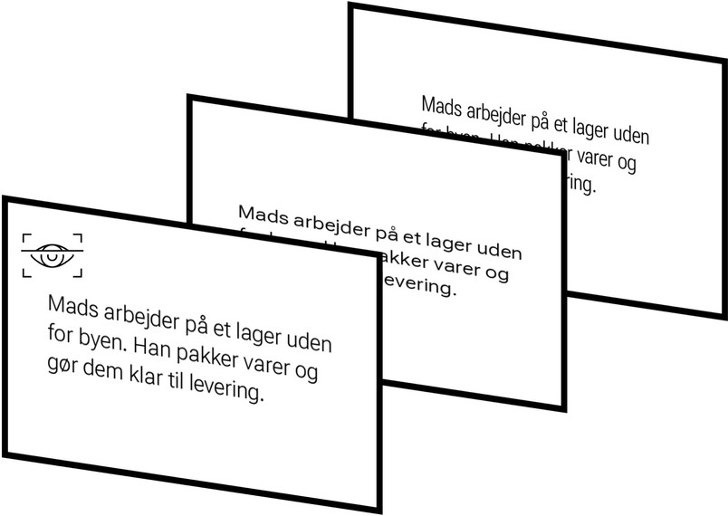 schematic of task showing text displayed in different fonts.