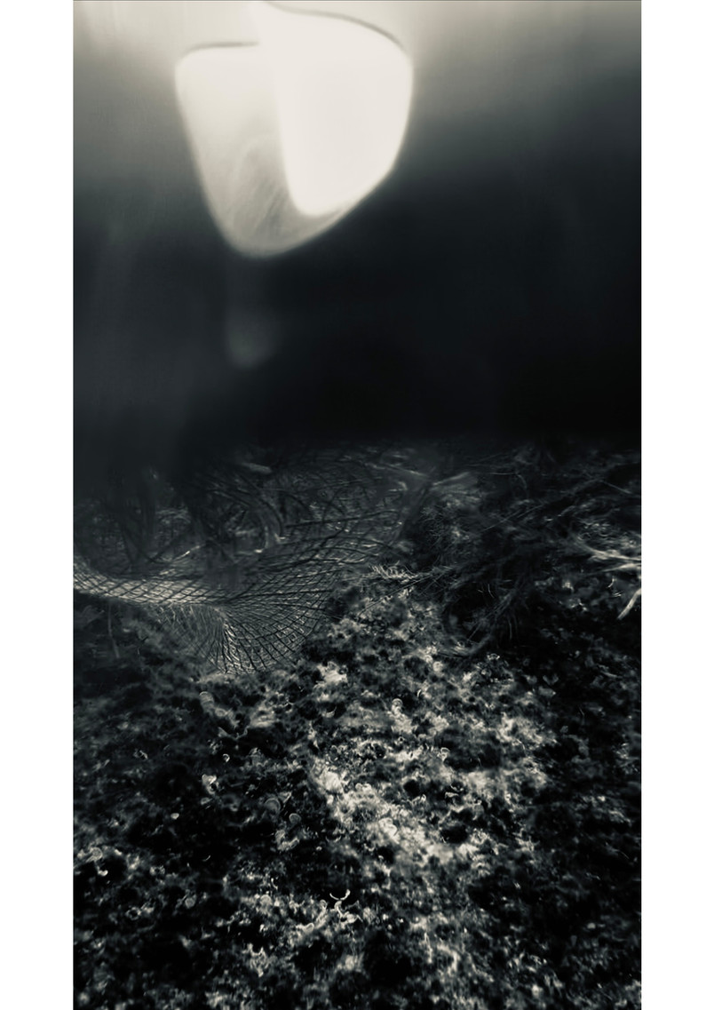 On-site intervention, videostill, jute above/below water, Hydra 2025