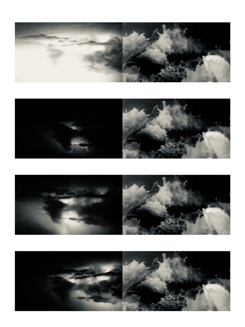 Heterochronies videostills, 2023, split screen images