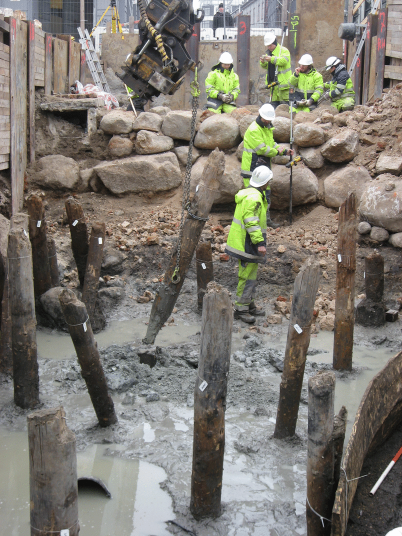 Excavation of bridge construction at Kongens Nytorv, Copenhagen