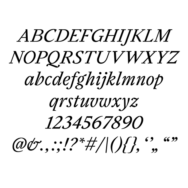 Basic character set – Italic