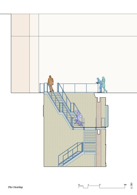 Section drawing of the clearing in entrance pathway