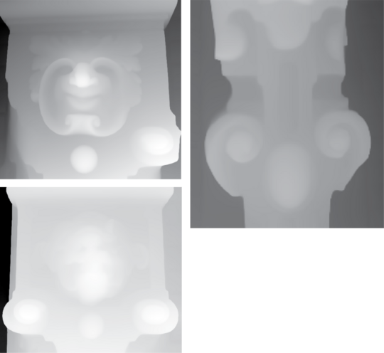 Depth maps of the three sandstone figures