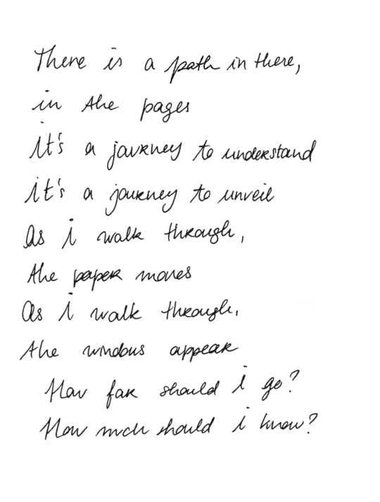 poem describing the experience of the installation