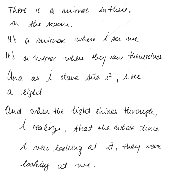 poem describing experience of fourth installation
