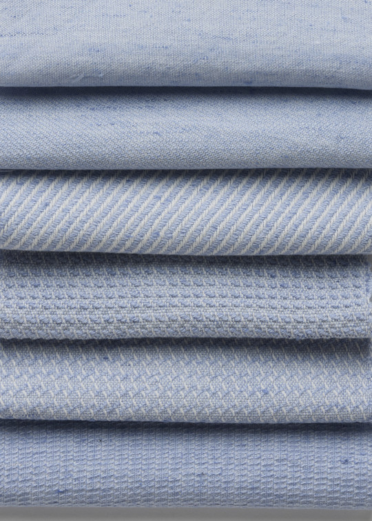 Light blue fabric samples