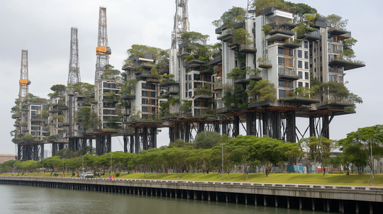 Rendering: Architecture model with vegetation
