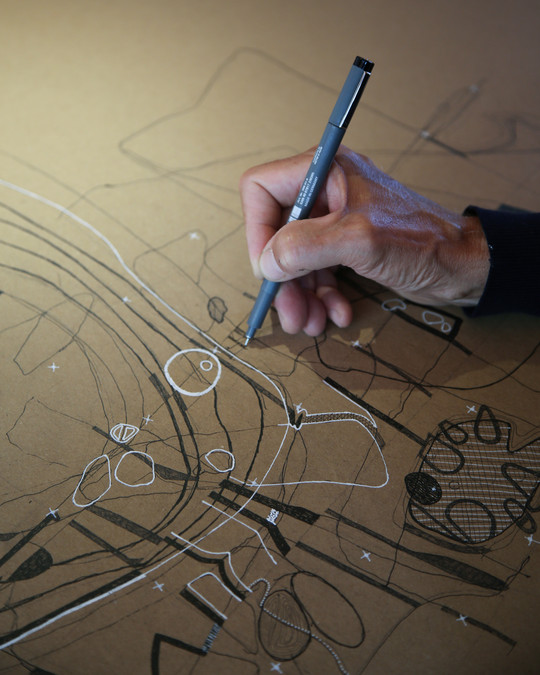 Hand drawing on brown paper