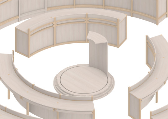 Isometric view of a section of the intervention: the speaker's position