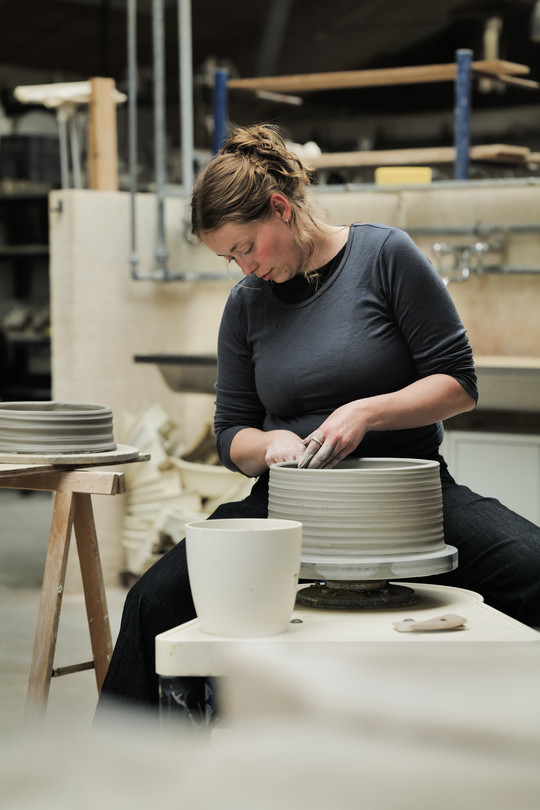 Process: Emilie Fruergaard throwing cylinders on a throwing wheel