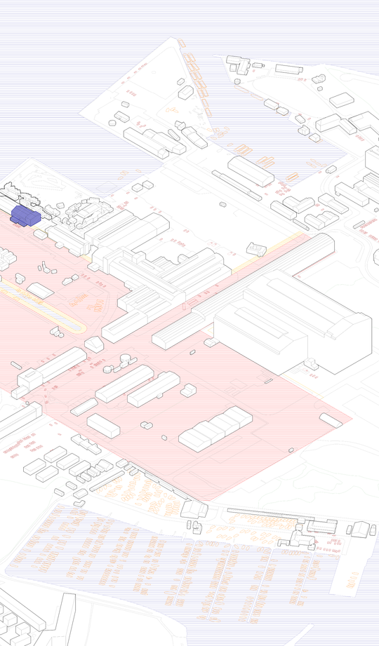 Refshaleøen Axo (site hatched in blue)