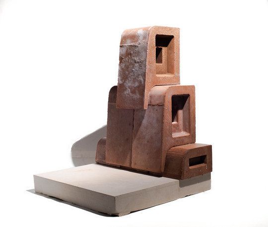 The 1:1 model of the brick tile system - front side with the overlapping brick-tiles covering the horizontal joints