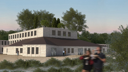 Stage 2. Exterior view showing the first development on the site.