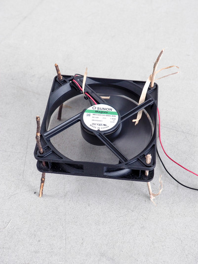 CPU fan blowing engineered swamp scents into the air. Infused CPU fan, twigs.